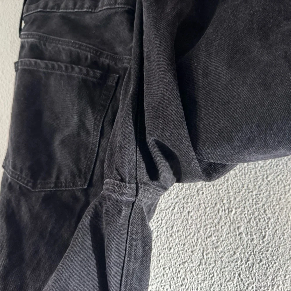 OLD NAVY Sky-Hi Straight Jeans Size 12 Extra High Rise Black Raw Hem Button Fly - Picture 10 of 16